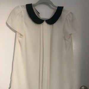 loft black Peter Pan collar white blouse